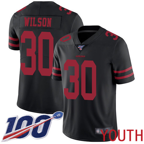 San Francisco 49ers Limited Black Youth Jeff Wilson Alternate NFL Jersey #30 100th Season Vapor Untouchable->women nfl jersey->Women Jersey